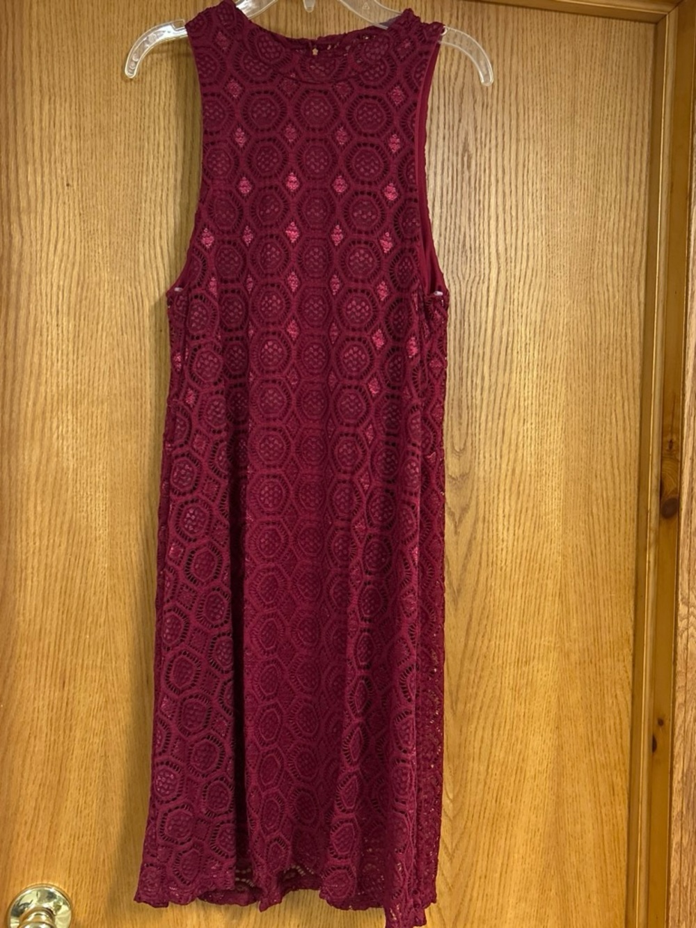 Francesca's Collections Burgundy Crochet Tank Dress